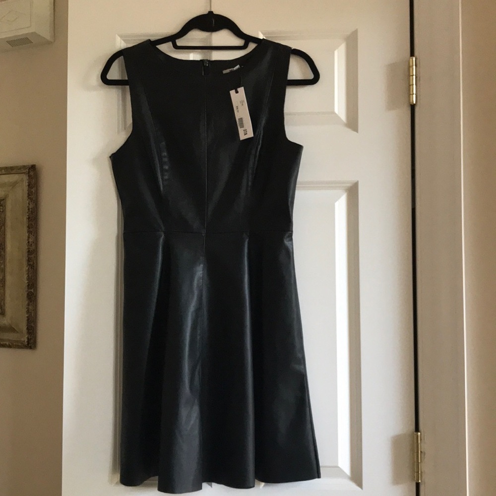 Leather A-line Sleeveless Dress